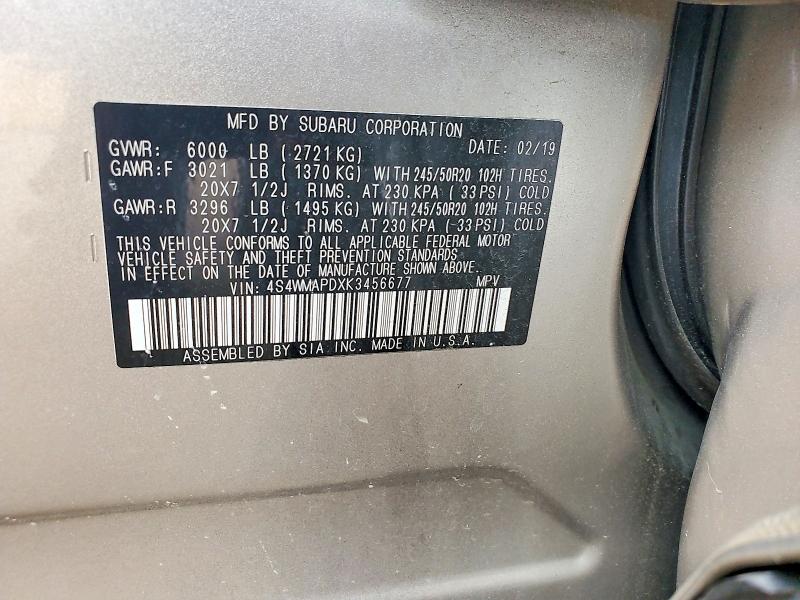 Aukcja sprzedaży 2019 Subaru Ascent, vin: 4S4WMAPDXK3456677, numer aukcji: 60682856