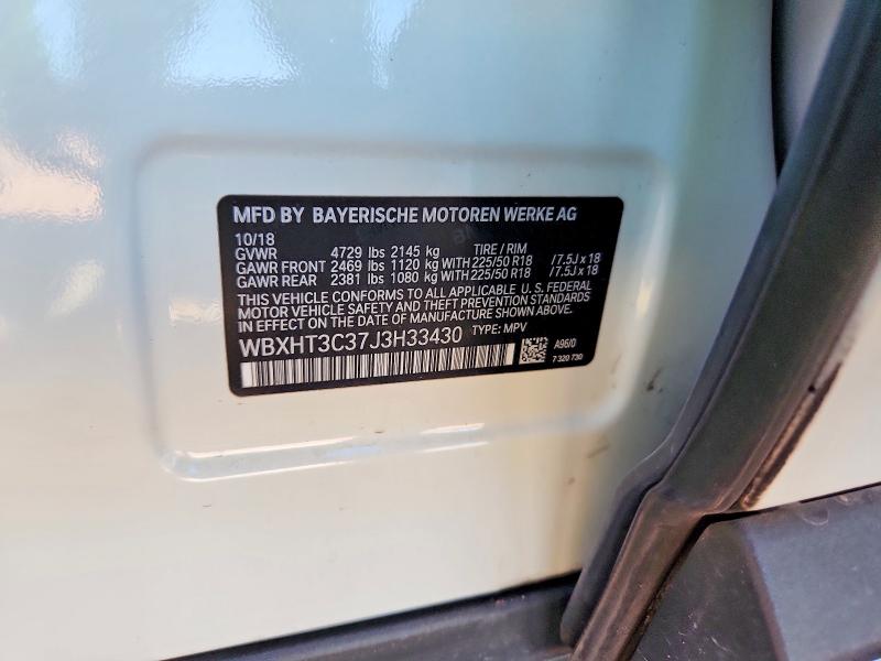 2018 Bmw X1 მანქანა იყიდება აუქციონზე, vin: WBXHT3C37J3H33430, აუქციონის ნომერი: 62924056