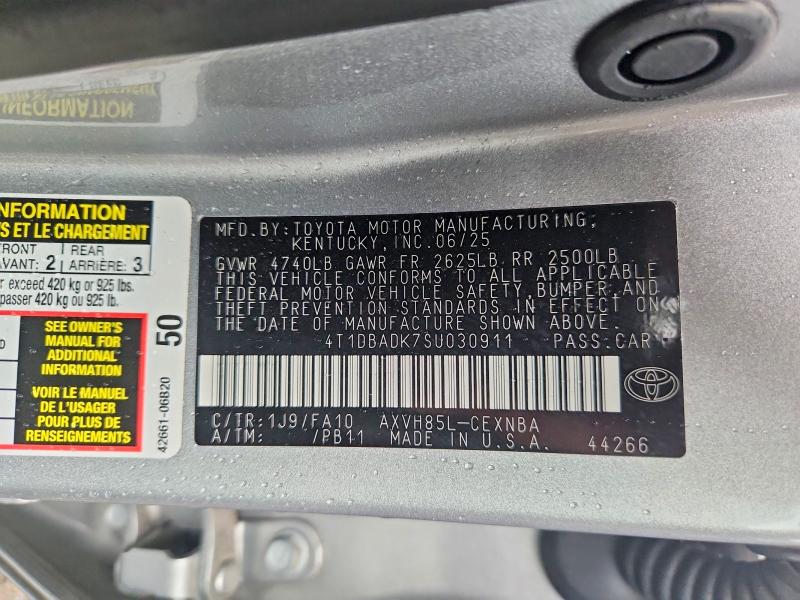 Aukcja sprzedaży 2025 Toyota Camry, vin: 4T1DBADK7SU030911, numer aukcji: 59330006