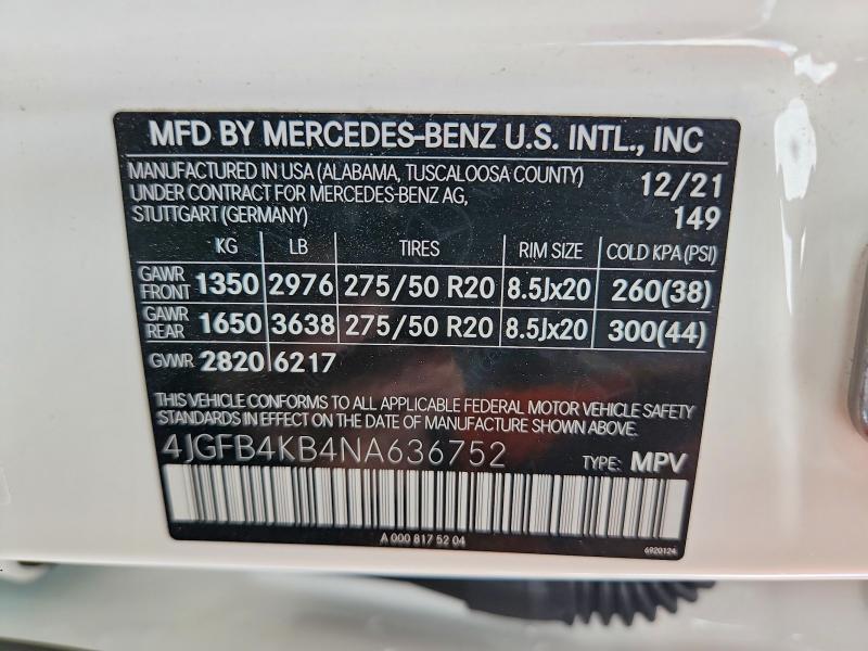 Продаж на аукціоні авто 2022 Mercedes-benz Gle, vin: 4JGFB4KB4NA636752, номер лоту: 62297556