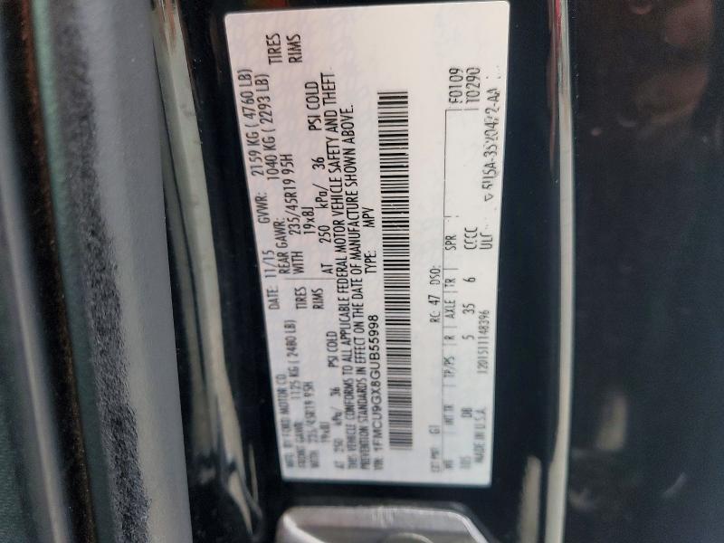 62031906 :رقم المزاد ، 1FMCU9GX8GUB55998 vin ، 2016 Ford Escape مزاد بيع