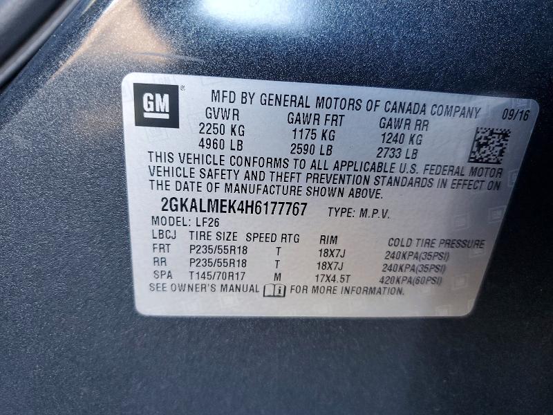 61209816 :رقم المزاد ، 2GKALMEK4H6177767 vin ، 2017 Gmc Terrain مزاد بيع