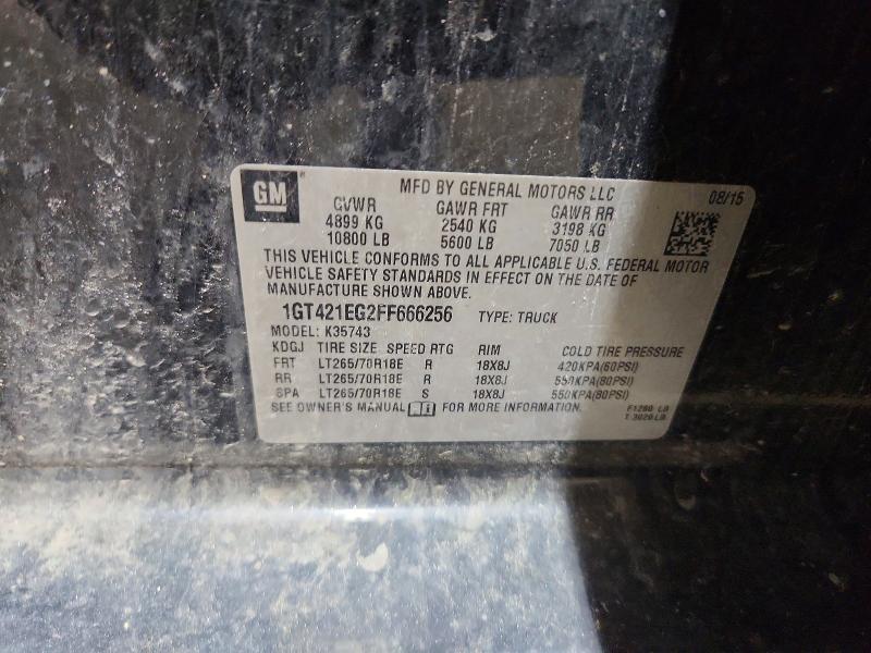 Продажа на аукционе авто 2015 Gmc Sierra, vin: 1GT421EG2FF666256, номер лота: 58638026