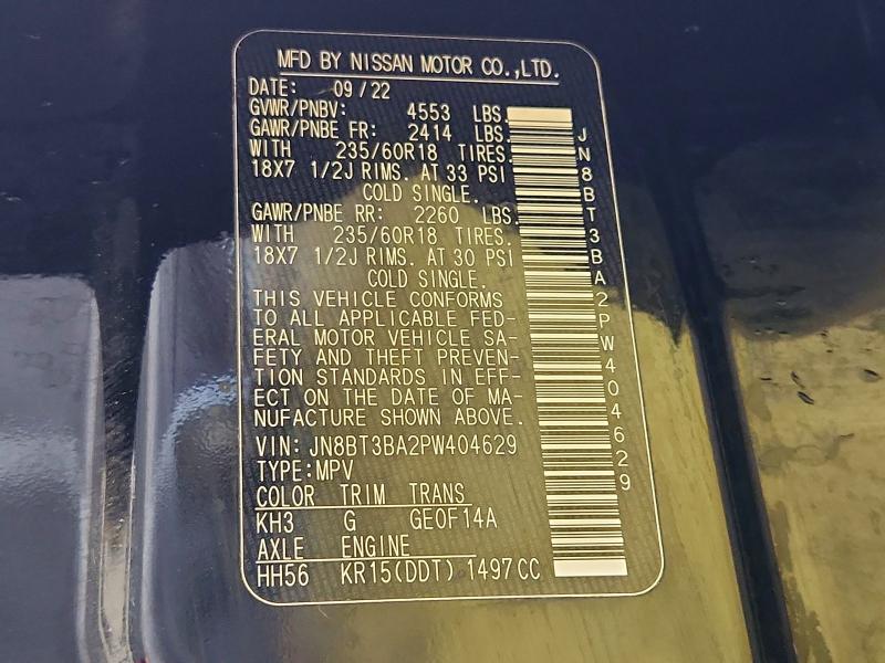 Продажа на аукционе авто 2023 Nissan Rogue, vin: JN8BT3BA2PW404629, номер лота: 62350266