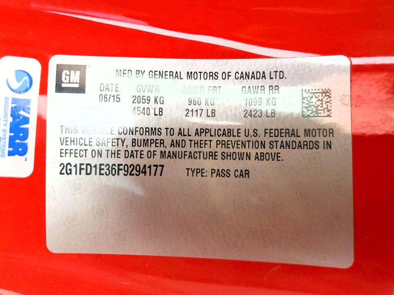 61054336 :رقم المزاد ، 2G1FD1E36F9294177 vin ، 2015 Chevrolet Camaro مزاد بيع