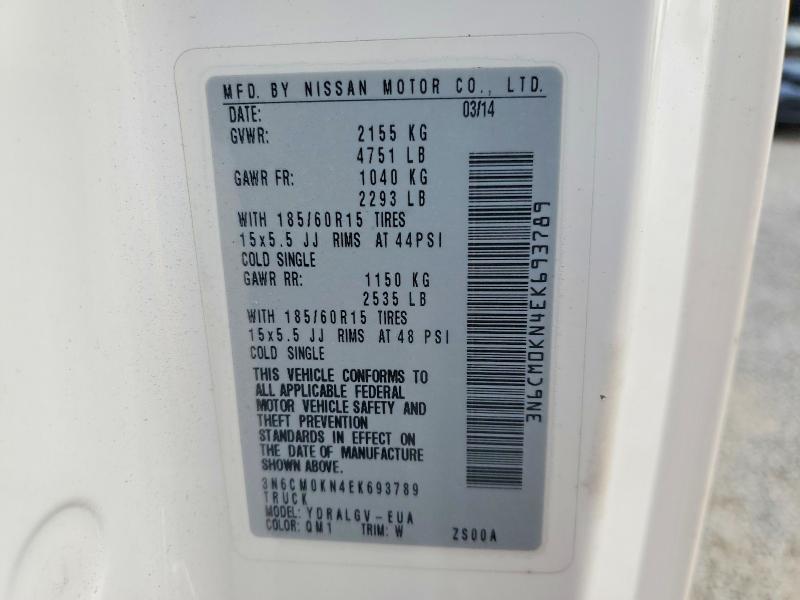 Aukcja sprzedaży 2014 Nissan Nv200, vin: 3N6CM0KN4EK693789, numer aukcji: 59178366