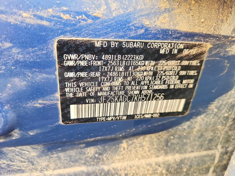 63161766 :رقم المزاد ، JF2SKAGC7KH571256 vin ، 2019 Subaru Forester مزاد بيع