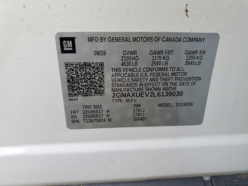 Продажа на аукционе авто 2020 Chevrolet Equinox, vin: 2GNAXUEV2L6139030, номер лота: 63354616