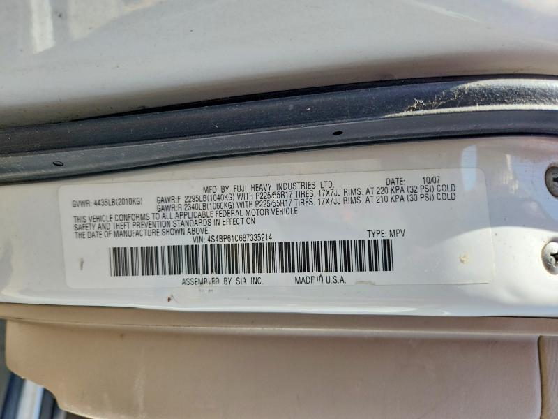 Продажа на аукционе авто 2008 Subaru Outback, vin: 4S4BP61C687335214, номер лота: 61922866
