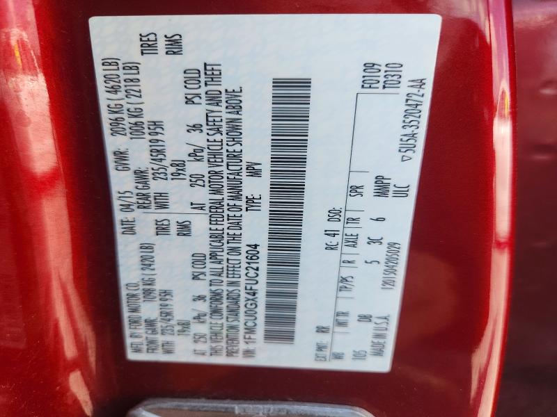 61738456 :رقم المزاد ، 1FMCU0GX4FUC21604 vin ، 2015 Ford Escape مزاد بيع