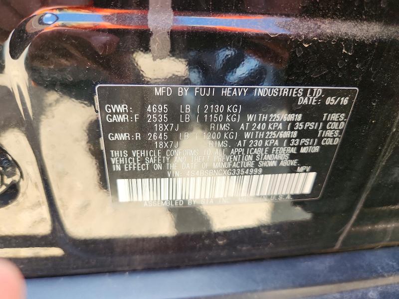 Продажа на аукционе авто 2016 Subaru Outback, vin: 4S4BSBNCXG3354999, номер лота: 59723166