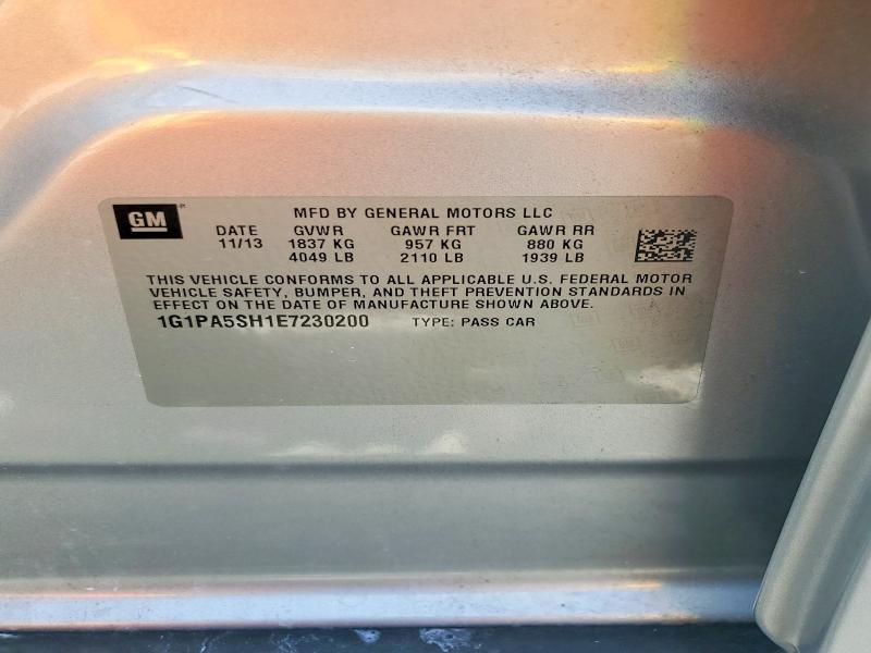 Продажа на аукционе авто 2014 Chevrolet Cruze, vin: 1G1PA5SH1E7230200, номер лота: 61488986