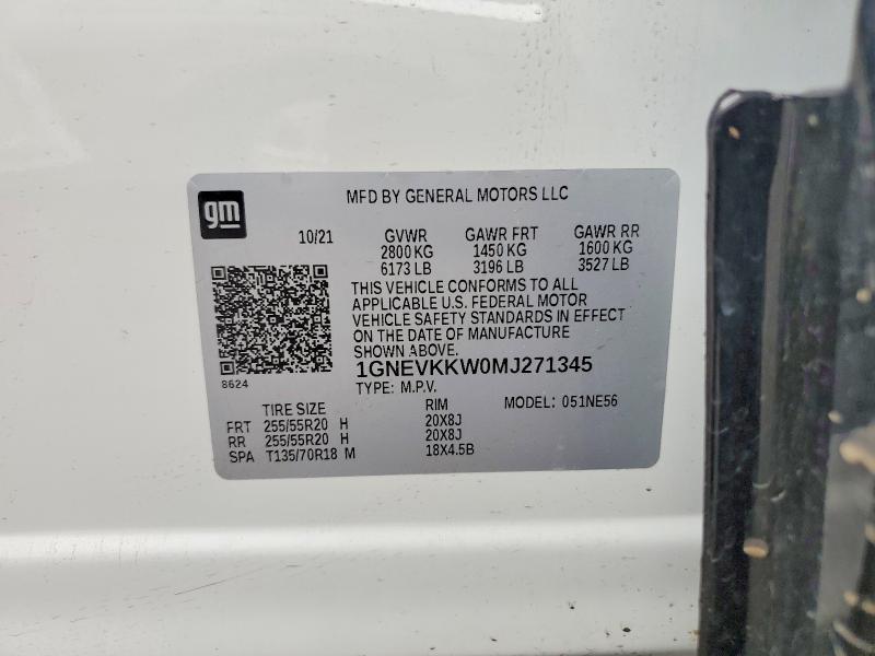 62401126 :رقم المزاد ، 1GNEVKKW0MJ271345 vin ، 2021 Chevrolet Traverse مزاد بيع