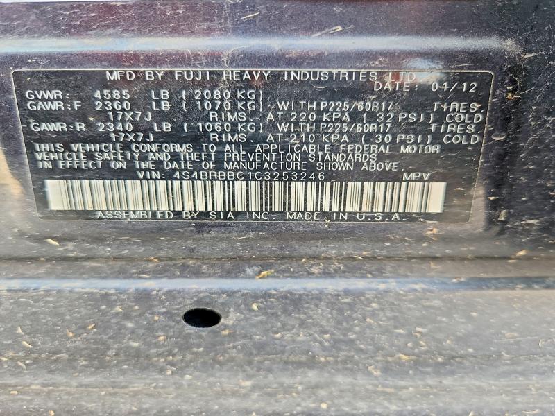 62358556 :رقم المزاد ، 4S4BRBBC1C3253246 vin ، 2012 Subaru Outback مزاد بيع