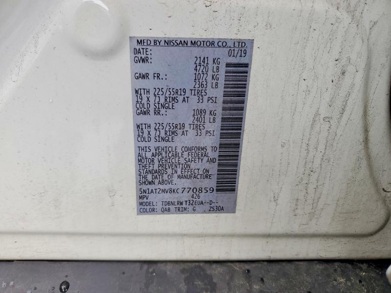 Продаж на аукціоні авто 2019 Nissan Rogue, vin: 5N1AT2MV8KC770859, номер лоту: 73344305