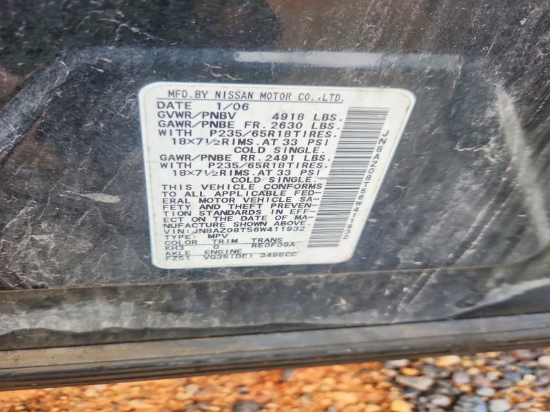 Продаж на аукціоні авто 2006 Nissan Murano, vin: JN8AZ08T56W411932, номер лоту: 61118406
