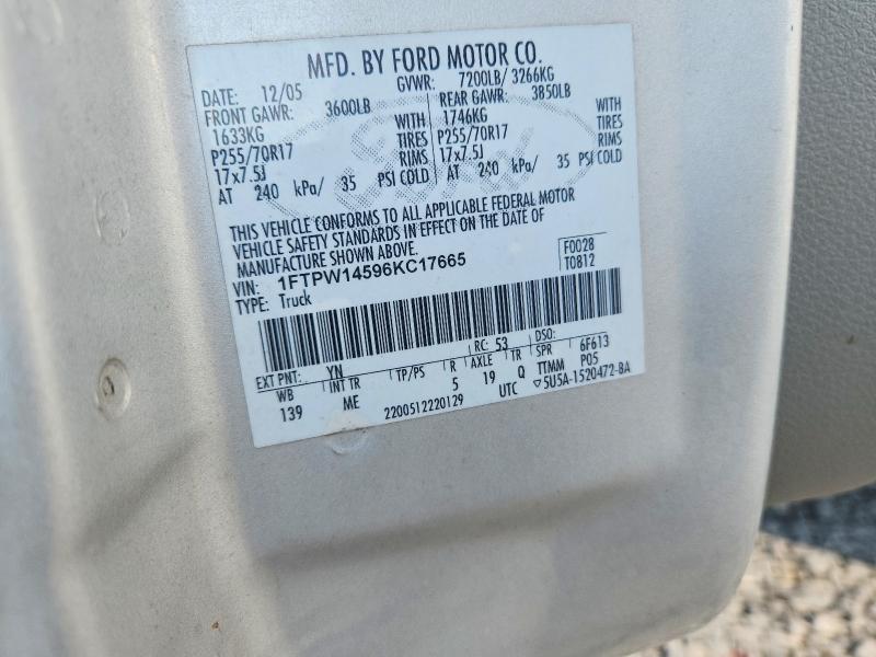 Продажа на аукционе авто 2006 Ford F150, vin: 1FTPW14596KC17665, номер лота: 56678456