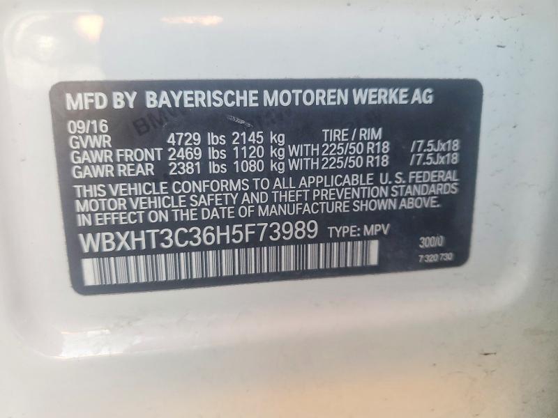 2017 Bmw X1 მანქანა იყიდება აუქციონზე, vin: WBXHT3C36H5F73989, აუქციონის ნომერი: 60498996