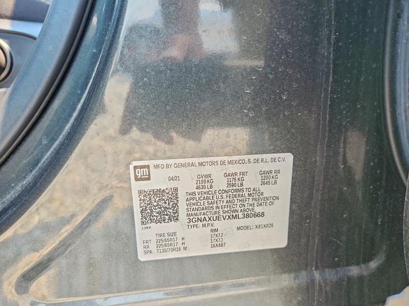 Aukcja sprzedaży 2021 Chevrolet Equinox, vin: 3GNAXUEVXML380668, numer aukcji: 59536026