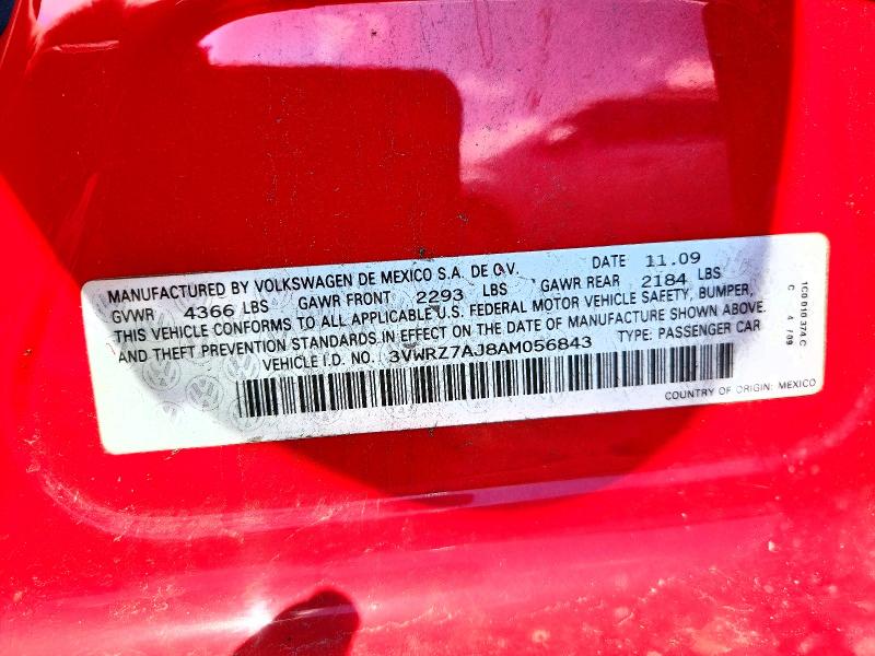 Aukcja sprzedaży 2010 Volkswagen Jetta, vin: 3VWRZ7AJ8AM056843, numer aukcji: 62950376