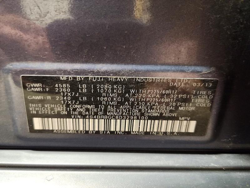 2013 Subaru Outback მანქანა იყიდება აუქციონზე, vin: 4S4BRBGC8D3298100, აუქციონის ნომერი: 59192966