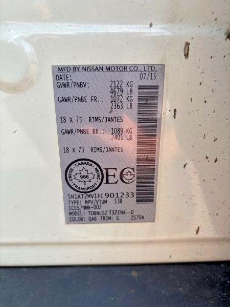 2015 Nissan Rogue მანქანა იყიდება აუქციონზე, vin: 5N1AT2MV1FC901233, აუქციონის ნომერი: 62499326