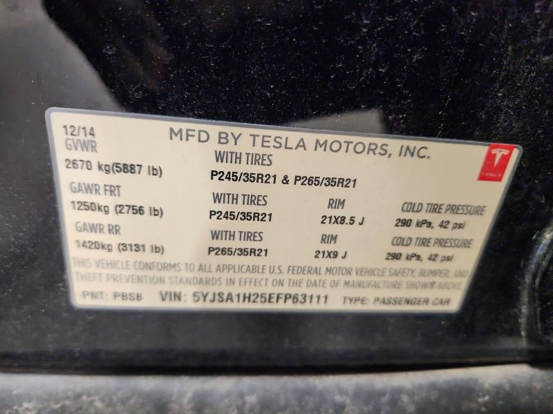 Продажа на аукционе авто 2014 Tesla Model S, vin: 5YJSA1H25EFP63111, номер лота: 61539526
