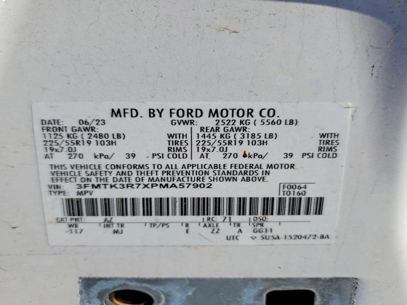 62332626 :رقم المزاد ، 3FMTK3R7XPMA57902 vin ، 2023 Ford Mustang Mach-e مزاد بيع