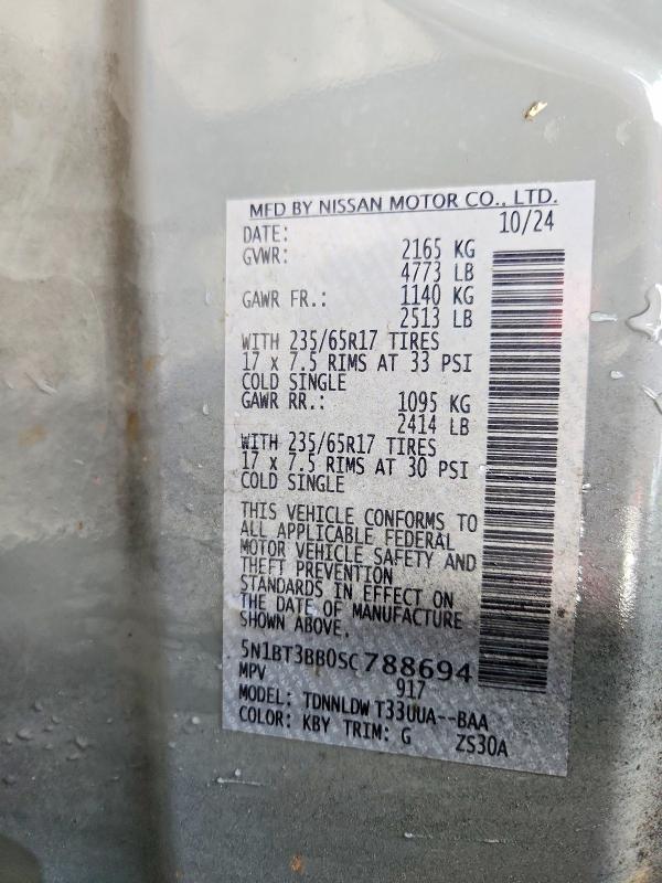 Продажа на аукционе авто 2025 Nissan Rogue, vin: 5N1BT3BB0SC788694, номер лота: 59406326