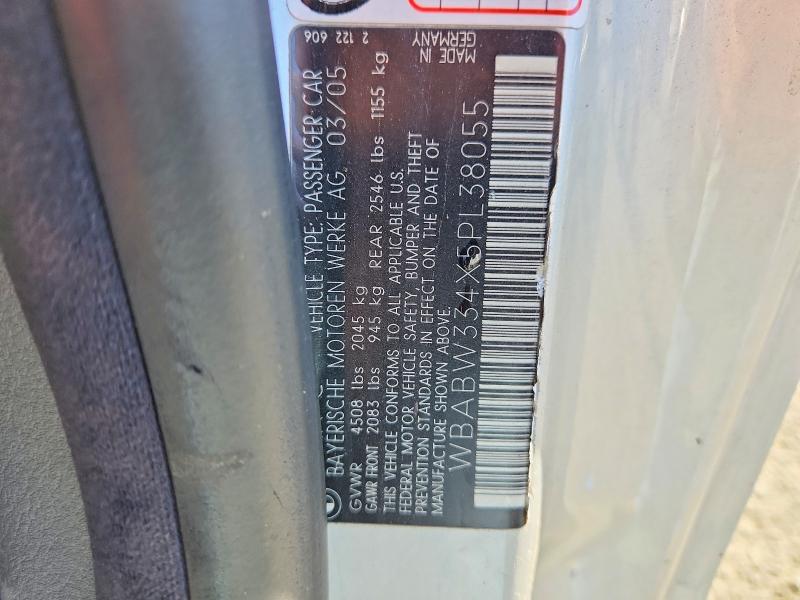 Auction sale of the 2005 Bmw 325, vin: WBABW334X5PL38055, lot number: 62864556