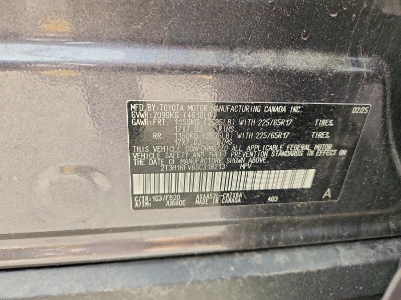 61325936 :رقم المزاد ، 2T3H1RFV6SC318213 vin ، 2025 Toyota Rav4 مزاد بيع