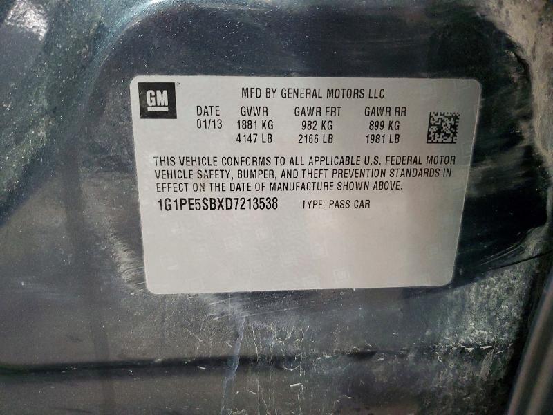 Aukcja sprzedaży 2013 Chevrolet Cruze, vin: 1G1PE5SBXD7213538, numer aukcji: 59241466