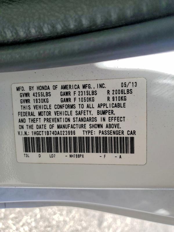 Aukcja sprzedaży 2013 Honda Accord, vin: 1HGCT1B74DA023996, numer aukcji: 63531286