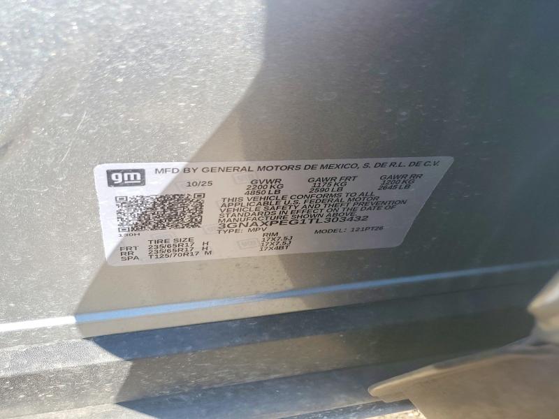 2026 Chevrolet Equinox მანქანა იყიდება აუქციონზე, vin: 3GNAXPEG1TL303432, აუქციონის ნომერი: 63121826