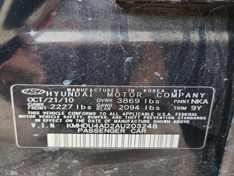 Auction sale of the 2010 Hyundai Elantra, vin: KMHDU4AD2AU203248, lot number: 62716316