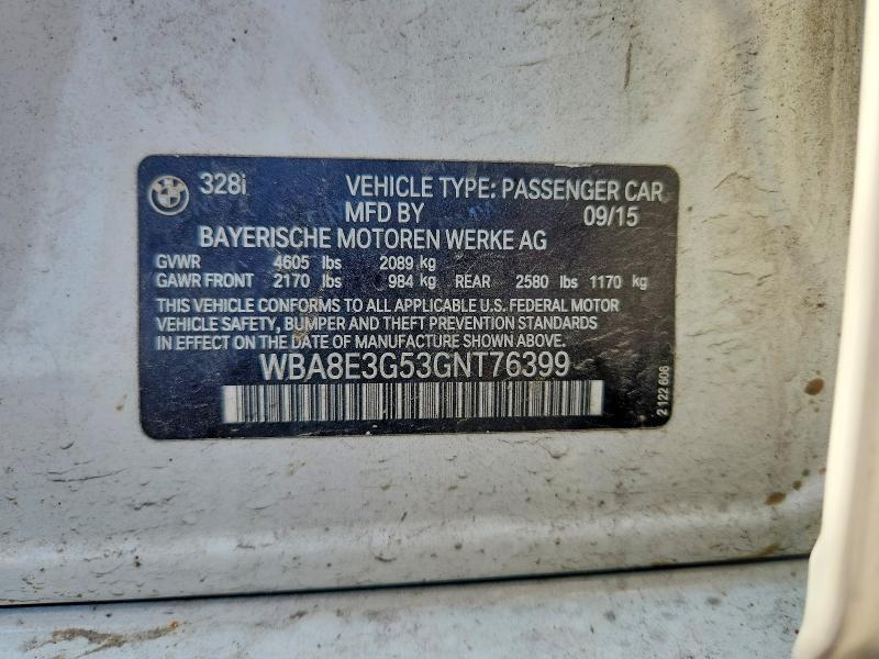 Продажа на аукционе авто 2016 Bmw 328, vin: WBA8E3G53GNT76399, номер лота: 60843026