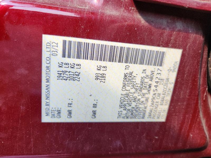 Продаж на аукціоні авто 2012 Nissan Altima, vin: 1N4AL2AP9CN544237, номер лоту: 63108006