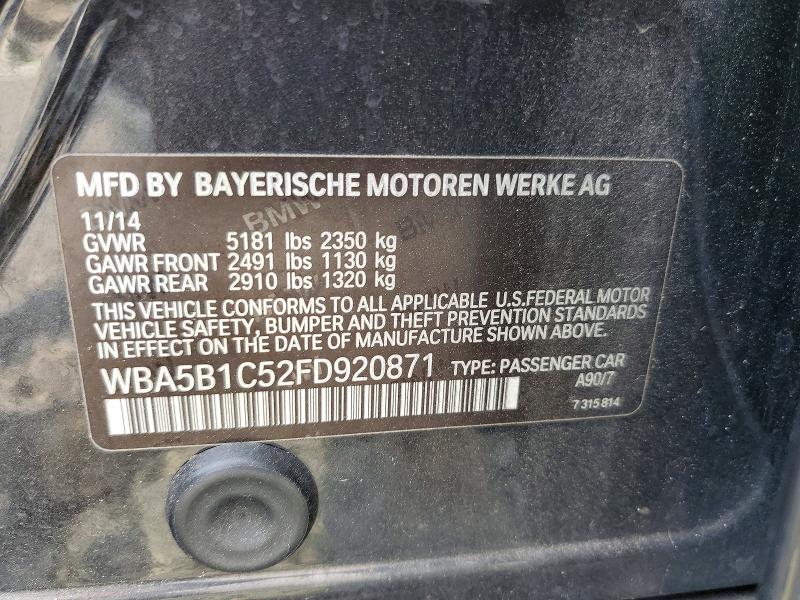 Продажа на аукционе авто 2015 Bmw 535, vin: WBA5B1C52FD920871, номер лота: 61562526