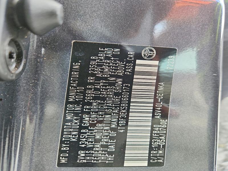 2011 Toyota Camry მანქანა იყიდება აუქციონზე, vin: 4T1BF3EK5BU660173, აუქციონის ნომერი: 61493496