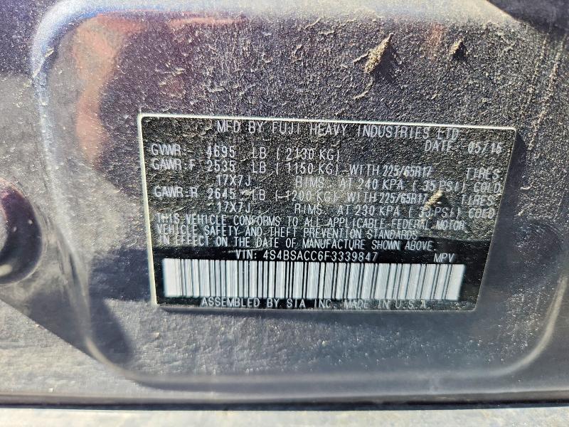 60816616 :رقم المزاد ، 4S4BSACC6F3339847 vin ، 2015 Subaru Outback مزاد بيع