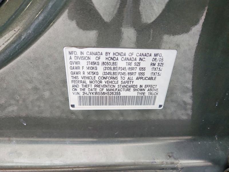Aukcja sprzedaży 2006 Honda Ridgeline, vin: 2HJYK16556H526355, numer aukcji: 62407796