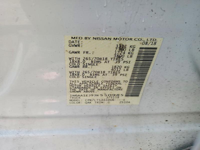 Продажа на аукционе авто 2018 Nissan Titan, vin: 1N6AA1EJ9JN550985, номер лота: 59972696