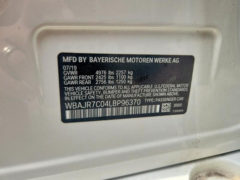 Aukcja sprzedaży 2020 Bmw 530, vin: WBAJR7C04LBP96370, numer aukcji: 62645596