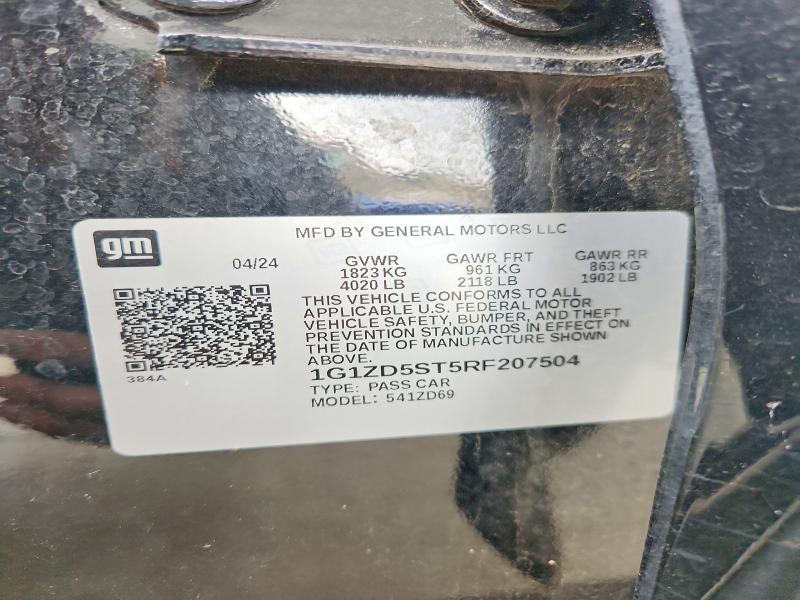 2024 Chevrolet Malibu მანქანა იყიდება აუქციონზე, vin: 1G1ZD5ST5RF207504, აუქციონის ნომერი: 60883236