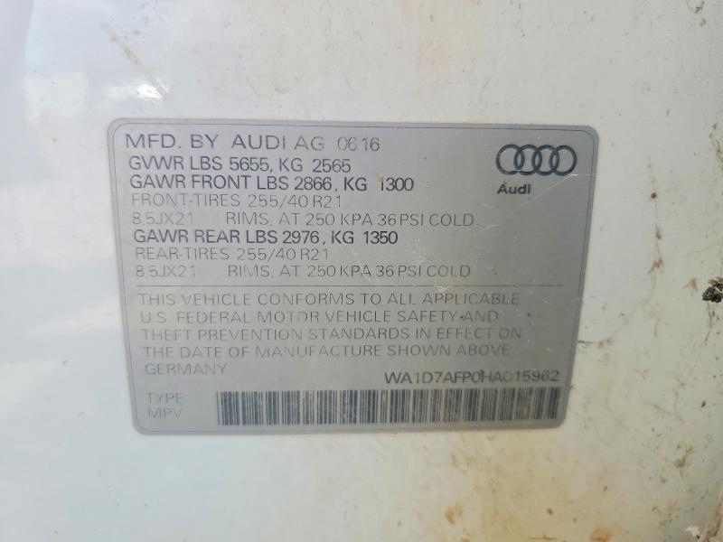Продажа на аукционе авто 2017 Audi Q5, vin: WA1D7AFP0HA015962, номер лота: 61508806