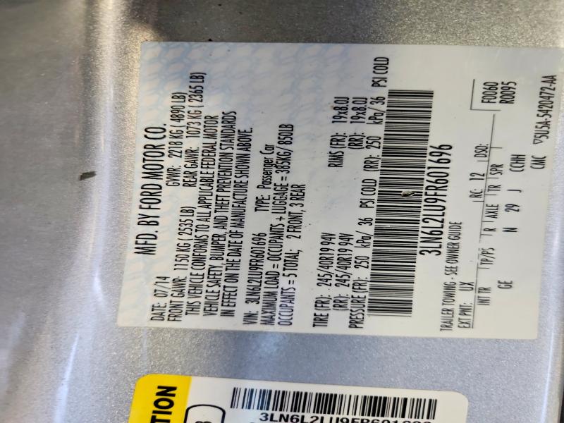 59779716 :رقم المزاد ، 3LN6L2LU9FR601696 vin ، 2015 Lincoln Mkz مزاد بيع