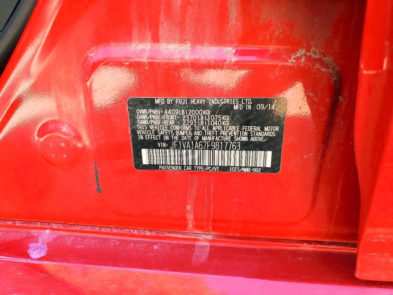 Aukcja sprzedaży 2015 Subaru Wrx, vin: JF1VA1A67F9817763, numer aukcji: 63405426