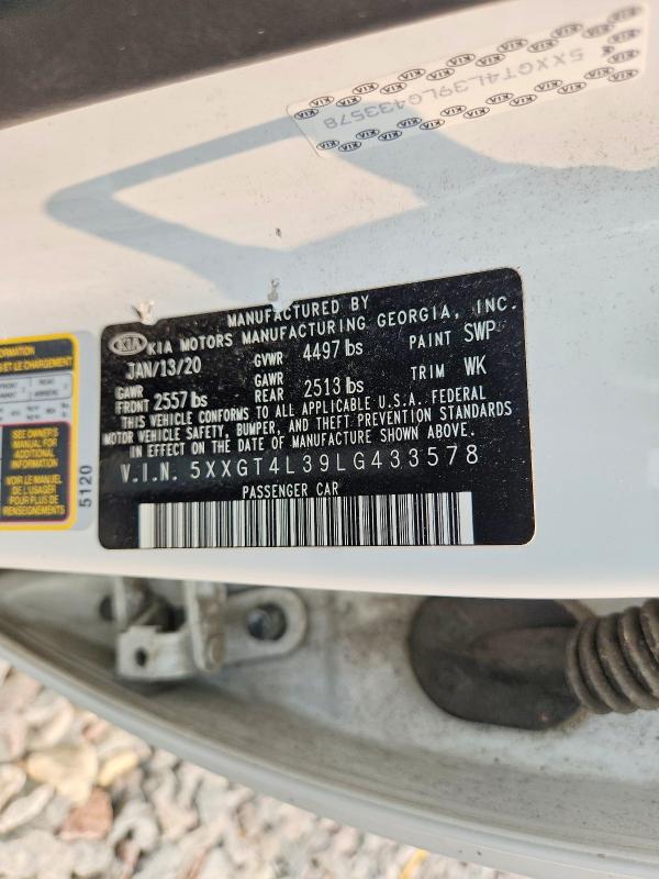 61502086 :رقم المزاد ، 5XXGT4L39LG433578 vin ، 2020 Kia Optima مزاد بيع
