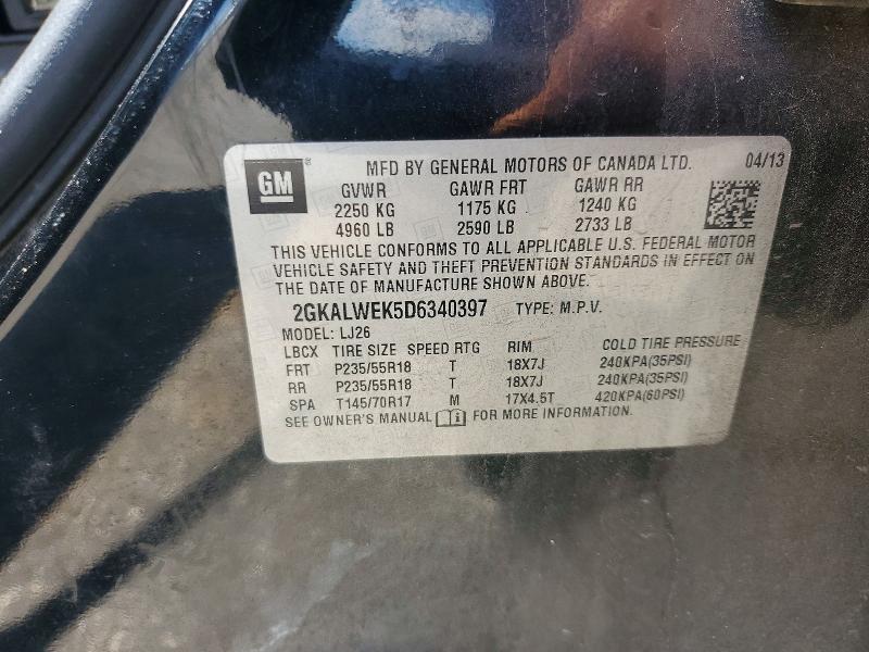 63384806 :رقم المزاد ، 2GKALWEK5D6340397 vin ، 2013 Gmc Terrain مزاد بيع