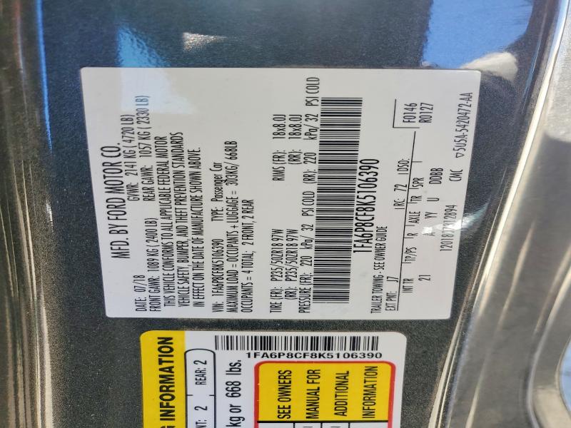 Aukcja sprzedaży 2019 Ford Mustang, vin: 1FA6P8CF8K5106390, numer aukcji: 59394956